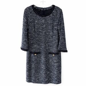 TALBOTS Navy Tweed Knit Sheath Dress – Classic Workwear, Size 10
